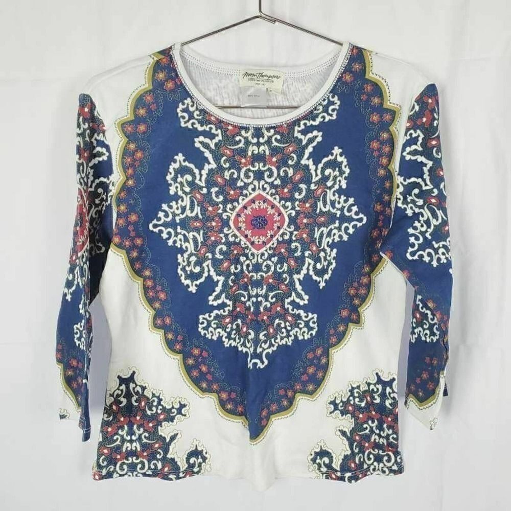 Norm Thompson Boho Blouse Embellished S